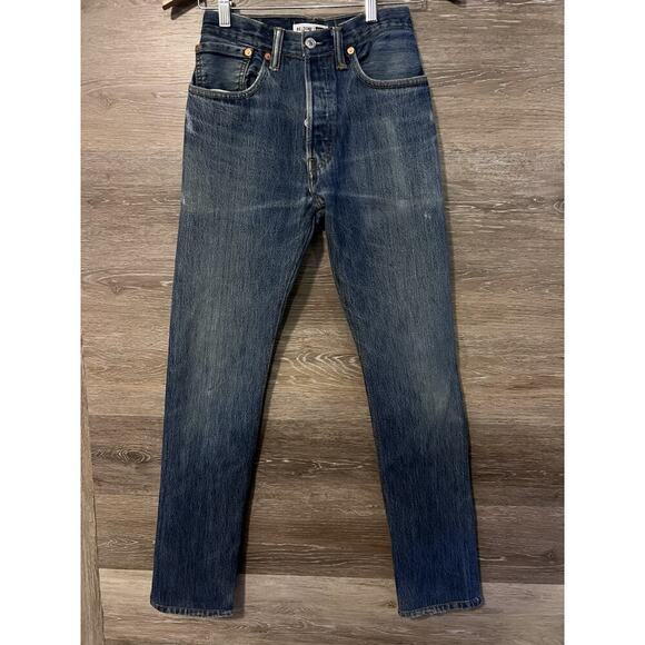 RE/DONE Levi’s Jeans Women's 23 Blue 501 High Rise Skinny Distressed Butterfly - Picture 1 of 10